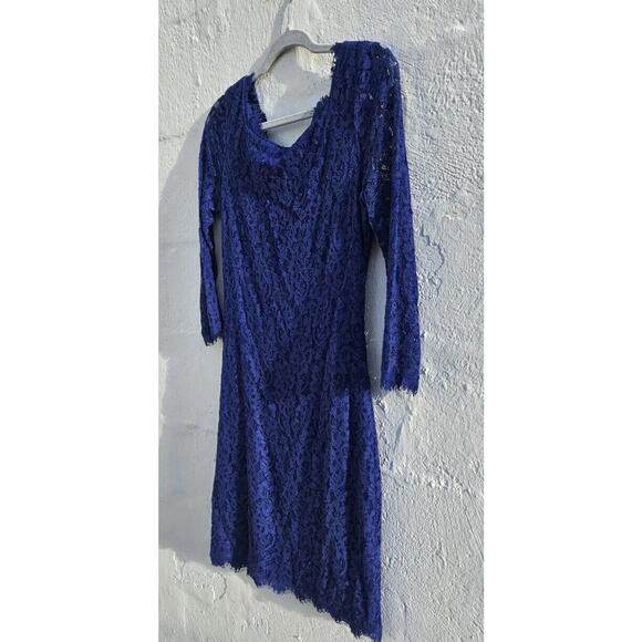 Diane Von Furstenberg Dress 4 DVF Navy Blue Lace Zarita 3/4 Sleeve Mini Back Zip - Picture 4 of 16